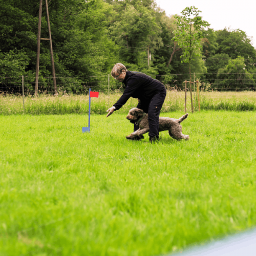 Frau Wurmbach mit Hund beim Curving